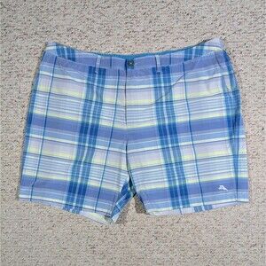 Tommy Bahama Swim Shorts Island Active Mens 3XLB Blue Plaid Hybrid Mesh Lined